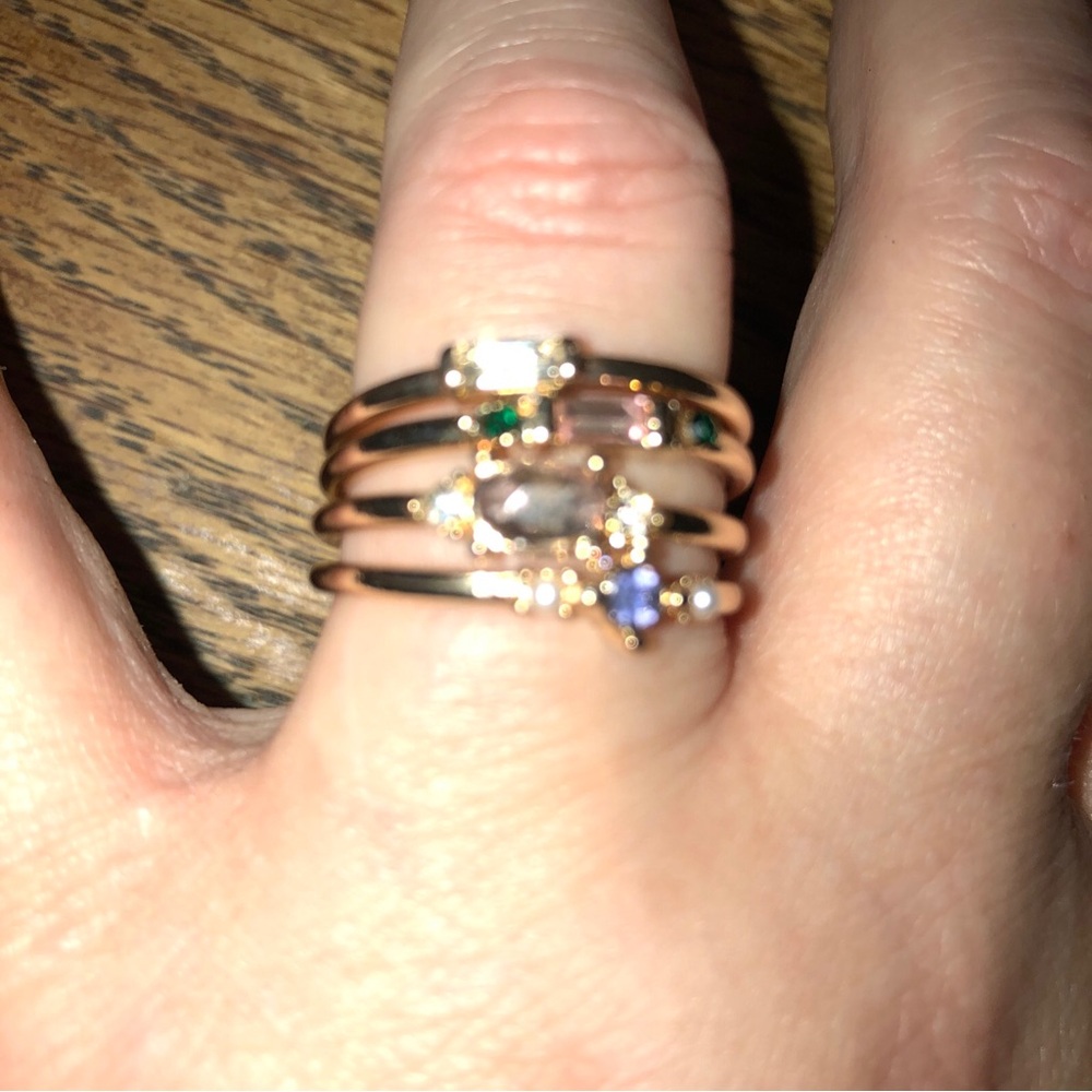 Gold Stackable Multi-Gemstone Ring - Picture 3 of 11